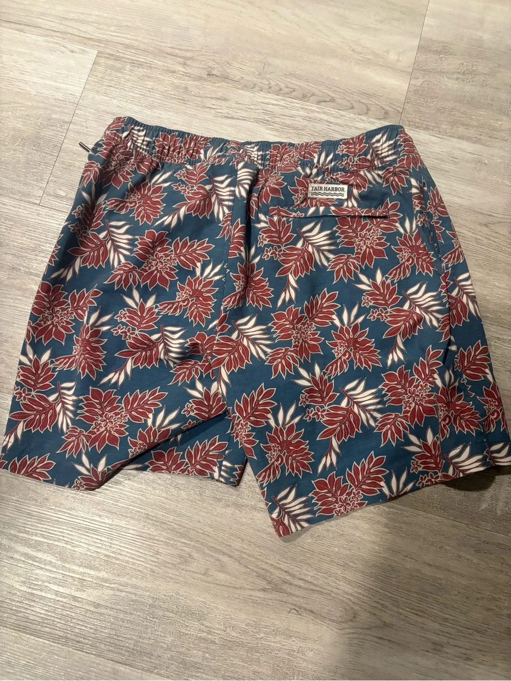 Men's Fair Harbor Floral Drawstring Swim Shorts - Teal & Rust